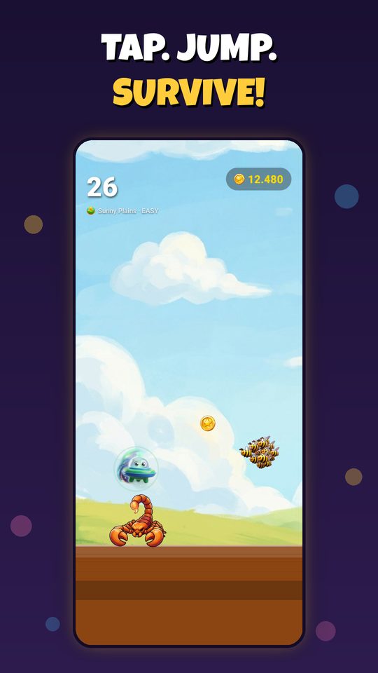 Gameplay: the player character jumping over an obstacle